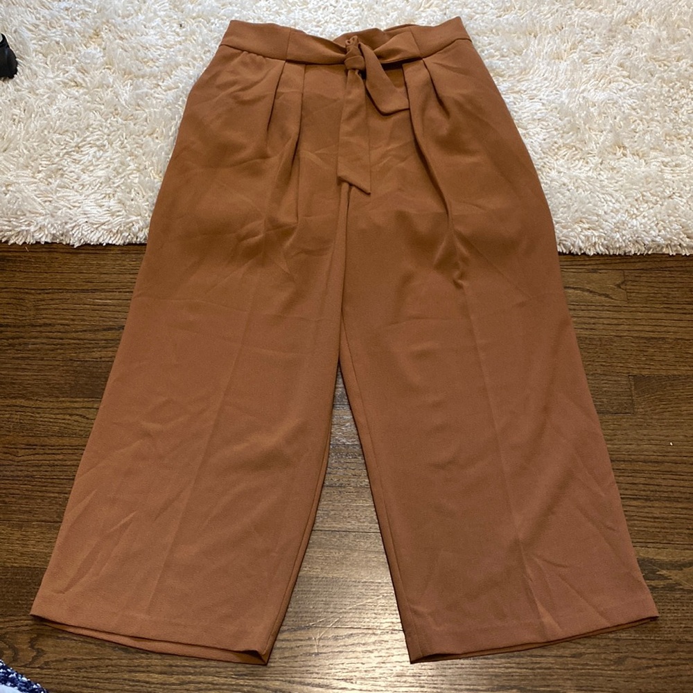 New York and Company High Waisted Wide Leg Cropped Dress Pants